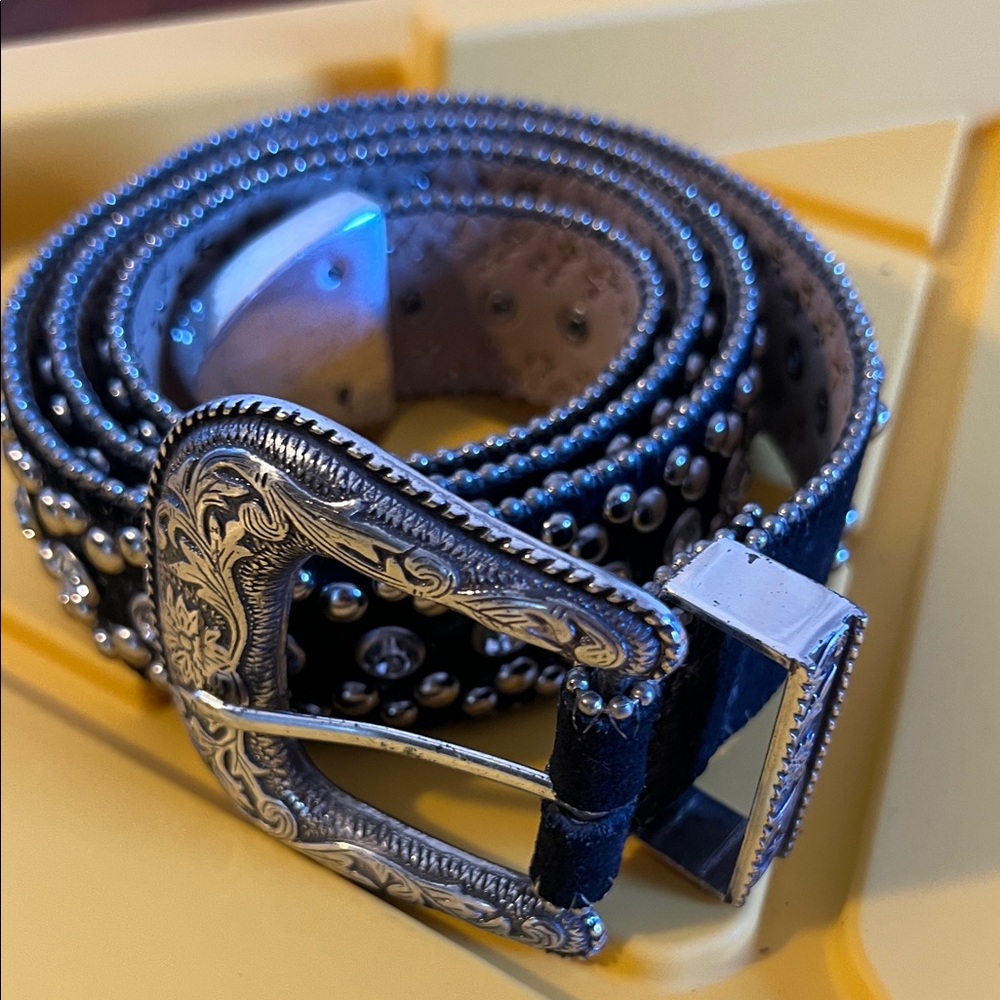Silver and Black Studded Belt